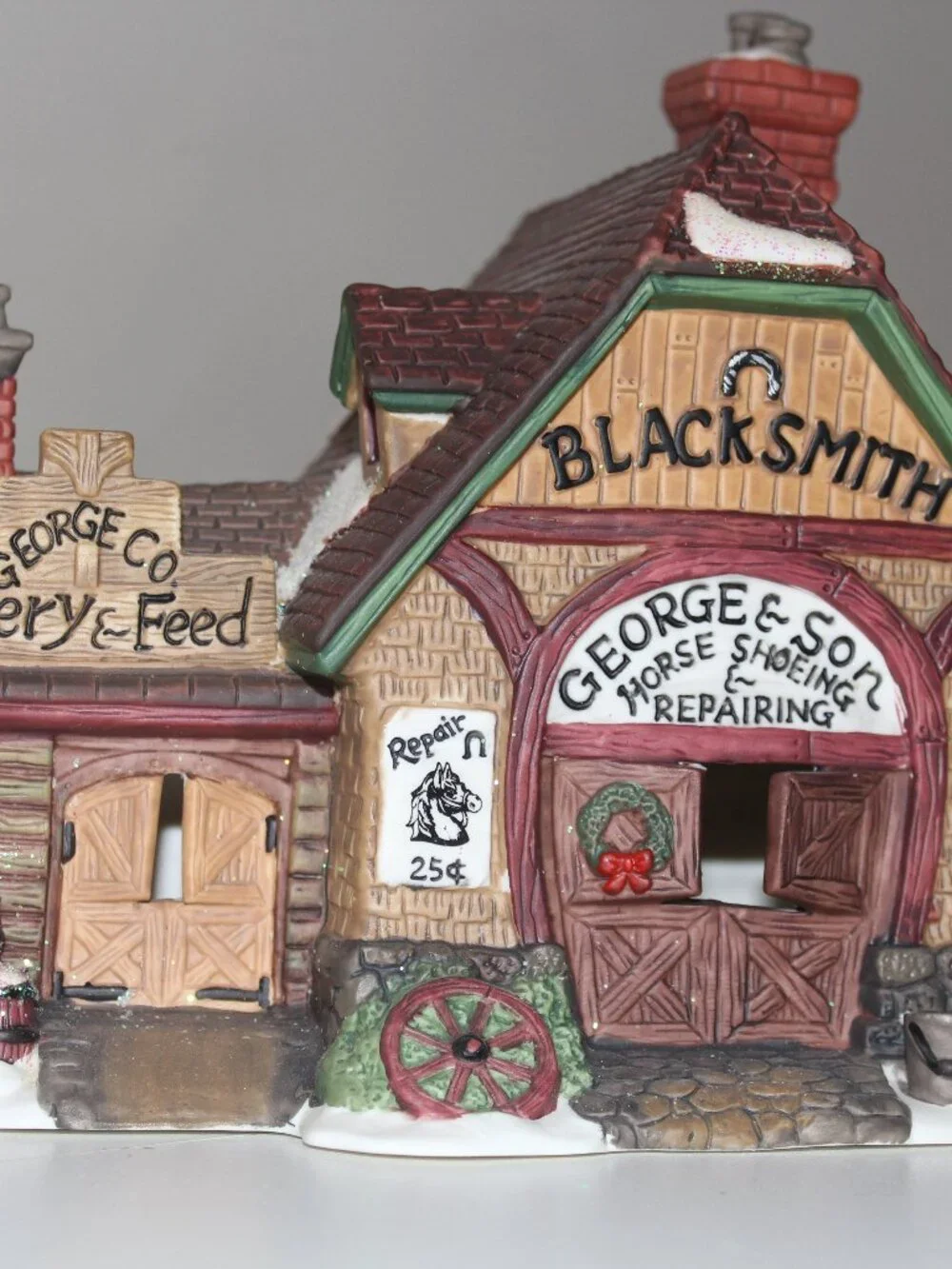 Vintage Heartland Valley Village Porcelain Blacksmith House Lighted Boxed
